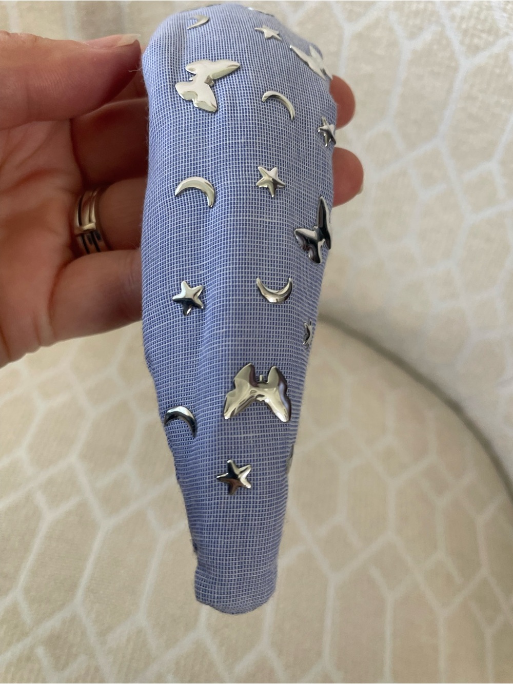 Lele Sadoughi Kids Headband with Silver Star & Moon Accents